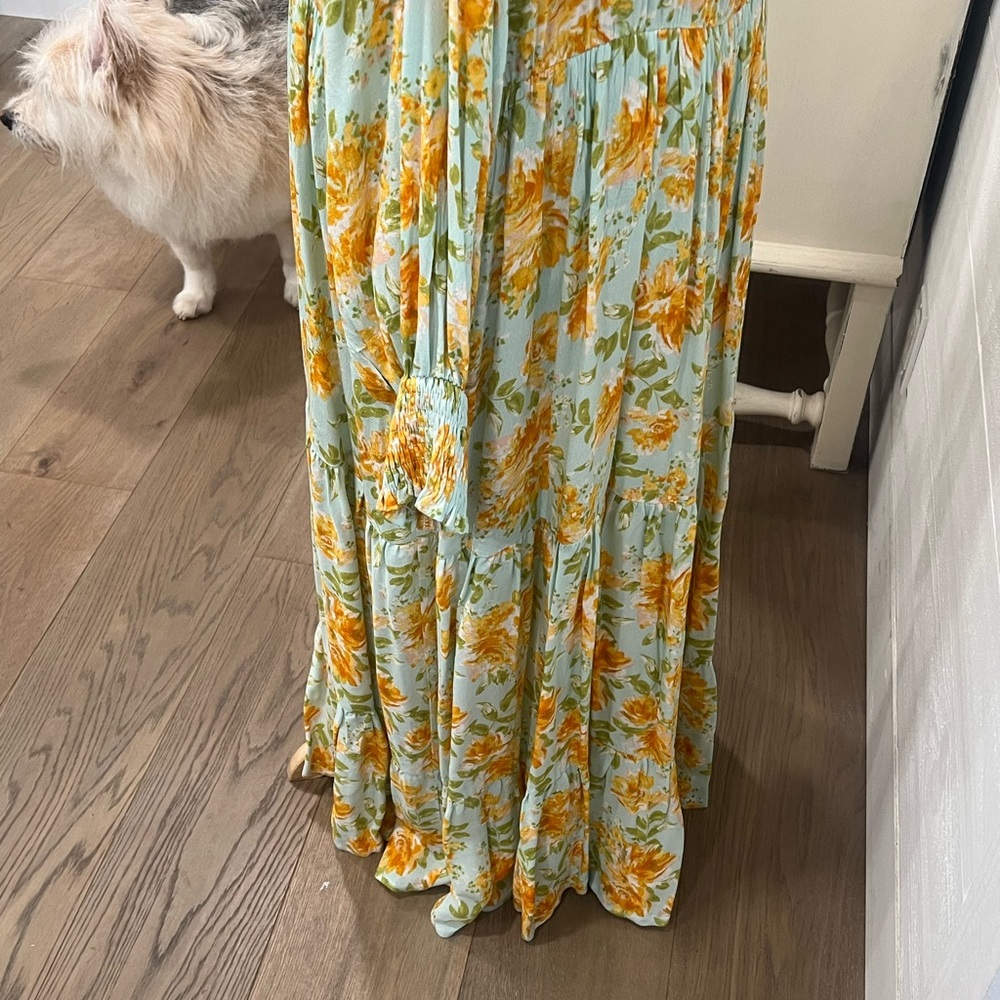 Roolee Floral Patterned Dress with Orange and Green Accents - Picture 4 of 10